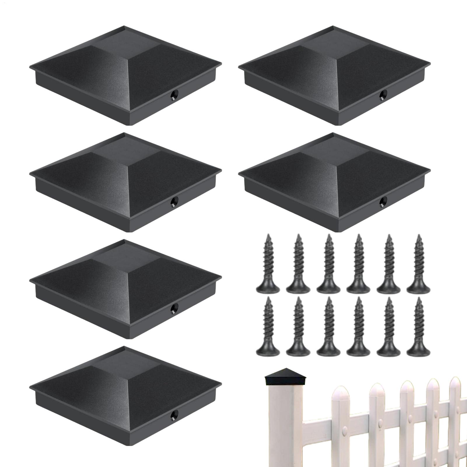 6pcs Deck Post Cap Fence Cap Post Cap Cover Decking Caps Wood Fence Post Covers Sturdy Plastic Deck Post Cover for Garden Fence