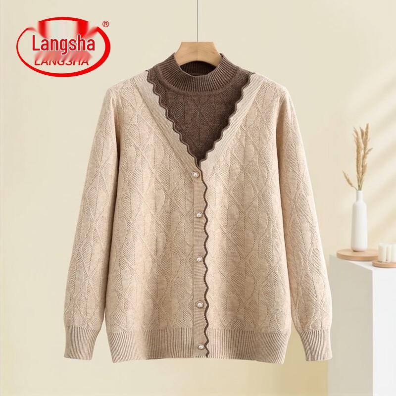 LangSha Women s Fleece Lined Knitted Sweater Top 3XL