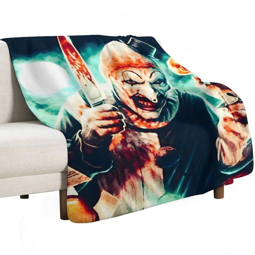 Terrifying Art and Clown Throw Blanket Soft Sherpa Fleece Warm Blanket for Winter