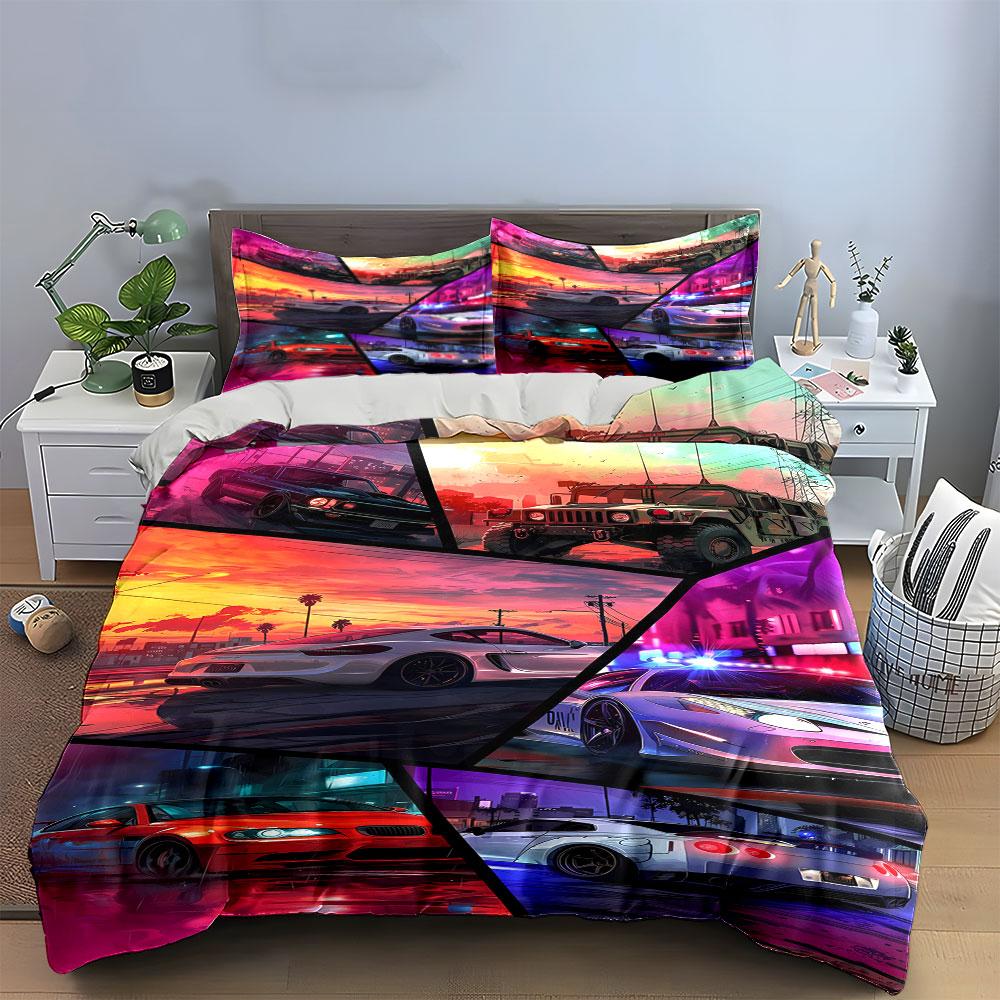 Sports Cars and Cityscapes. Bedding Sets Duvet Cover Sets Duvet Covers Pillowcases(1 * Duvet Cover 2 * Pillowcases Without Duvet Insert)