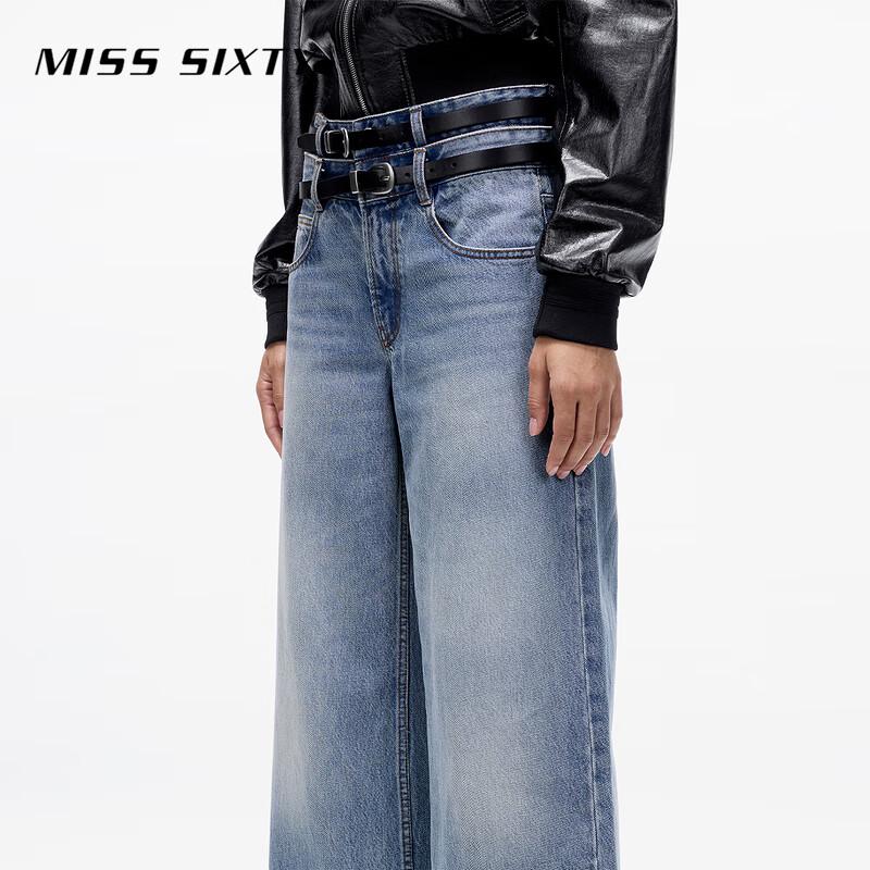 MISS SIXTY 2025 Spring Women's Retro High-Waist Straight-Leg Jeans with Double Belt