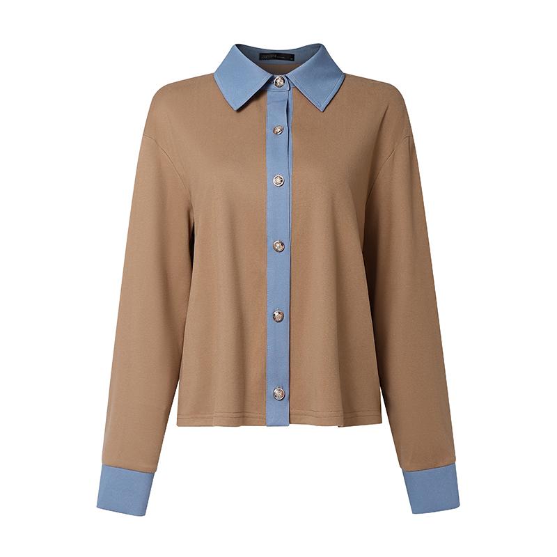 ZANZEA Women Casual Splice Turn Down Collar Long Sleeve Blouse