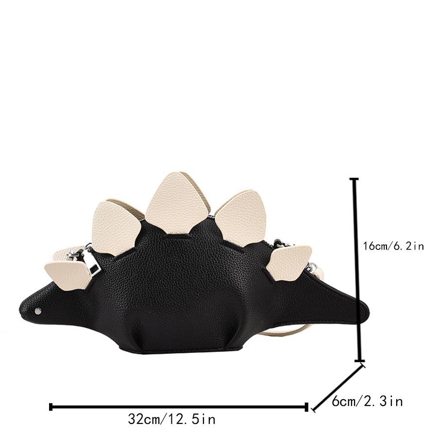 Dinosaur Shaped Crossbody Bag Color Blocked Animal Handbag Cartoon Imitation Leather Shoulder Bag Sword Dragon Accessory Bag