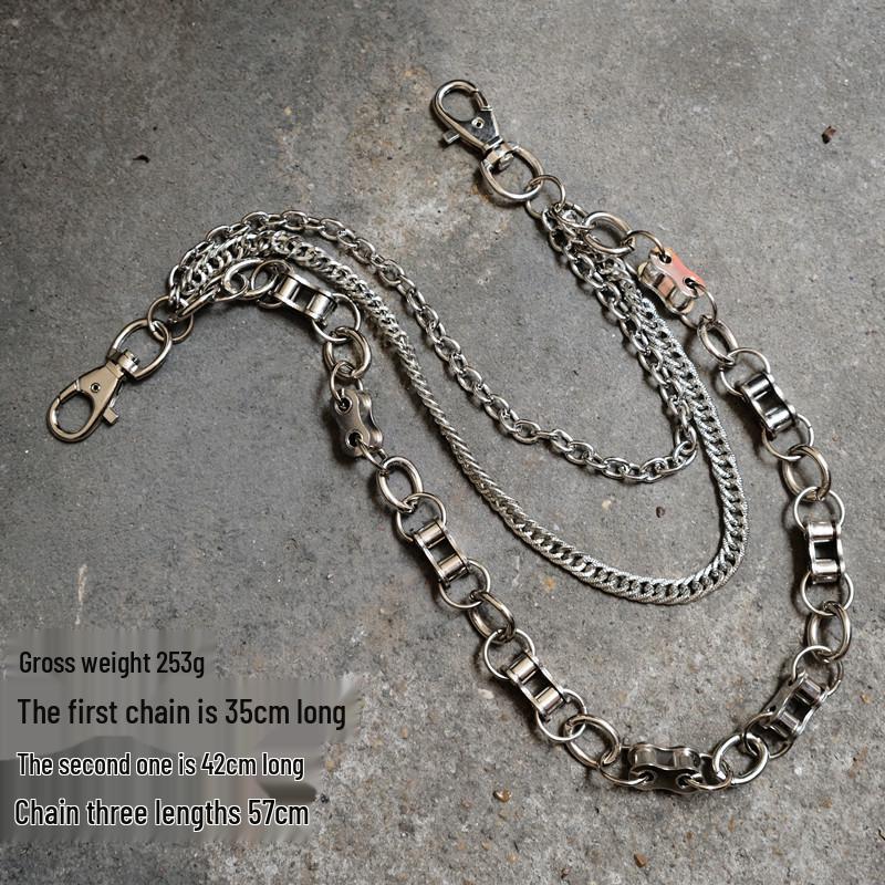 Unisex Spliced Metal Chain Pants Waist Accessory