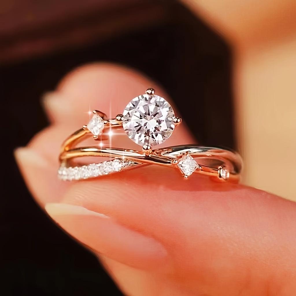 1PC Adjustable Premium Platinum/Rose Gold Plated Ring Ladies, Cosmic Track Planet Glitter Diamond Ring Ladies