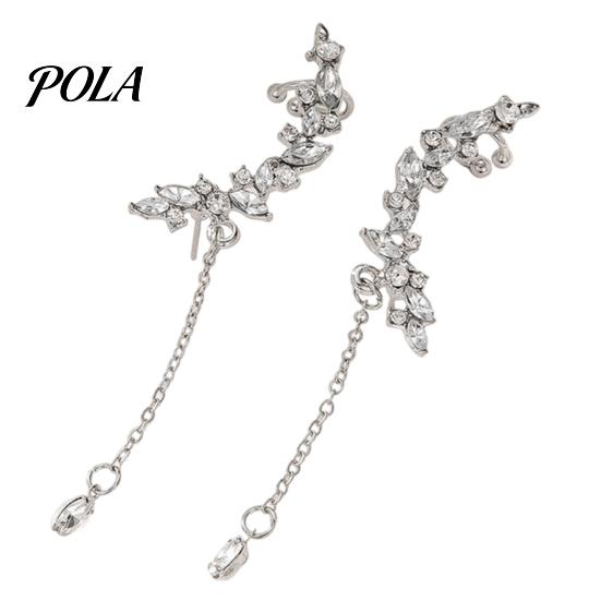 1 Pair Boho Rhinestone Leaf Ear Cuff Earrings, Sparkly Long Tassel Chain Dangle Earrings, Wedding Party Jewelry for Women 1 Pair