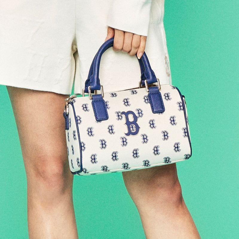 MLB Polyester Letter Bag, Portable Crossbody Bag, Shoulder Bag Women's Blue Gray Casual 3ABWS013N-43BGL