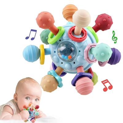 Baby Manhattan Atomic Ball Molar Soft Glue Potable Teether Hand Grip Ball Rattle Baby Educational Toy for Young Children