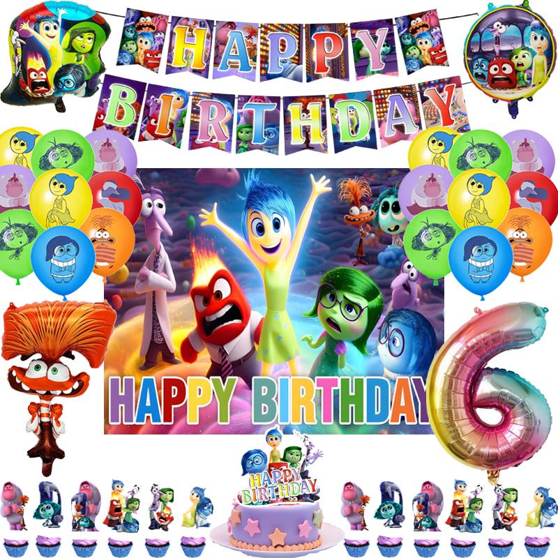 Inside Out 2 Decorațiuni Petrecere de Ziua de Naștere Temă Desen Animat Kit Veselă Baloane Bucurie Tristețe Accesorii Copii Băiat Fată Cadou Jucării