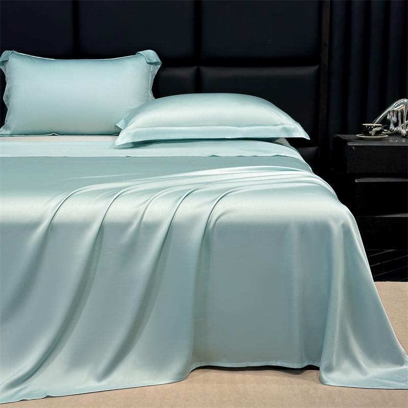 Solid Color Ice Silk Bed Sheet Set - Summer Cooling, Double/Single, Three-Piece, 2025 Edition