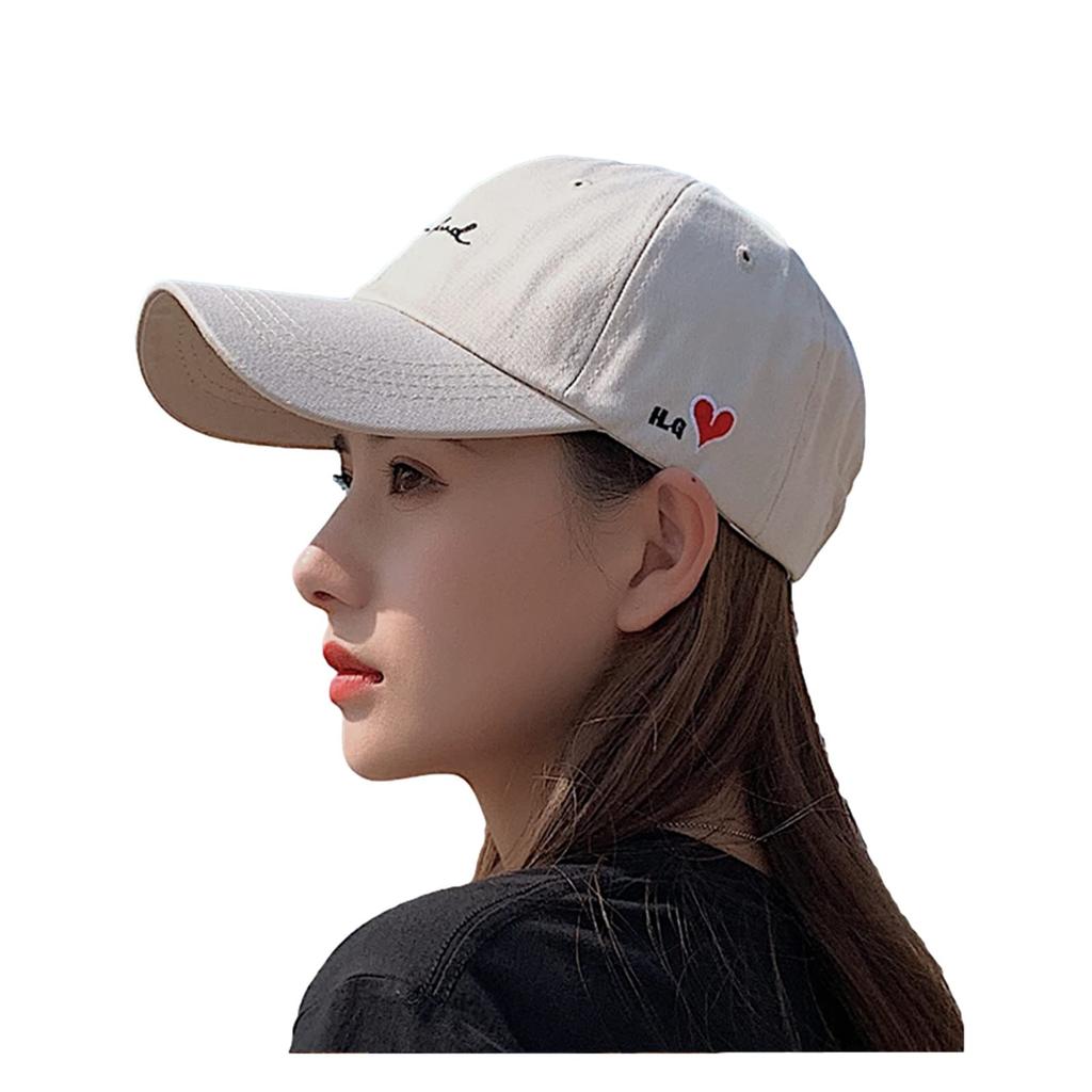 GITIAMO Cap with English and Adjustable Available In and UV Sun and English Women's Letters, Heart, One-Point Embroidery, Strap, Black, White, Ivory,