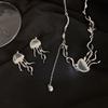 New Floating Jellyfish Matte Crystal Earring Necklace Set Fashion Accessories Female Acaleph Stud Earrings Jewelry