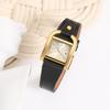BUREI and Gold Square Roman Black Leather Perfect for and Casual Made in Japan Battery Women's Watch, Stylish, Simple, Cute, Quartz, Waterproof,