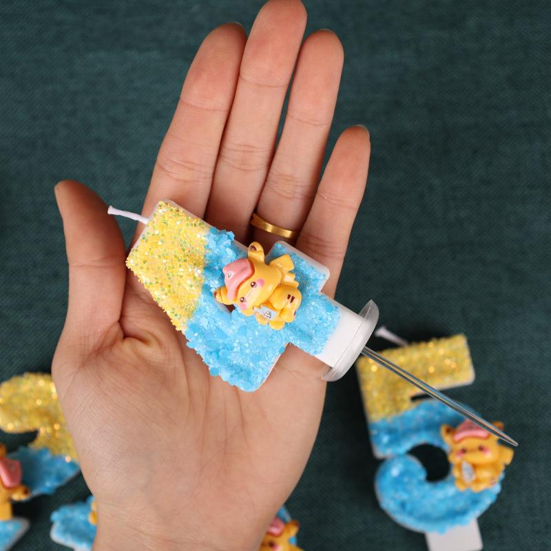 Creative Cartoon Number Birthday Candle Cake Party Decoration Handmade Pikachu Birthday Candle