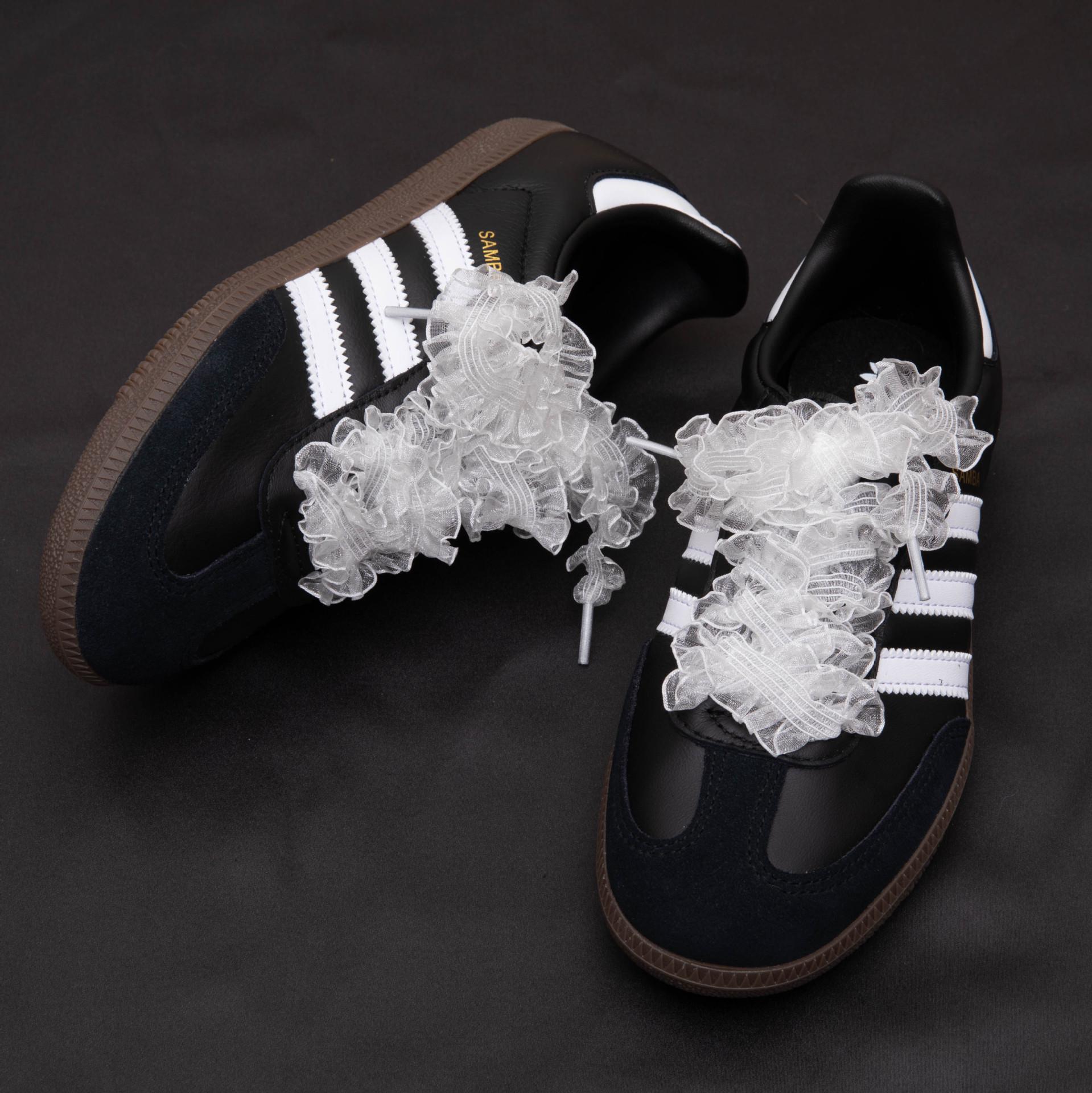 

Ballet-Inspired Pearl Bow Lace Frill Shoelaces for T-Toe Training Shoes 80cm