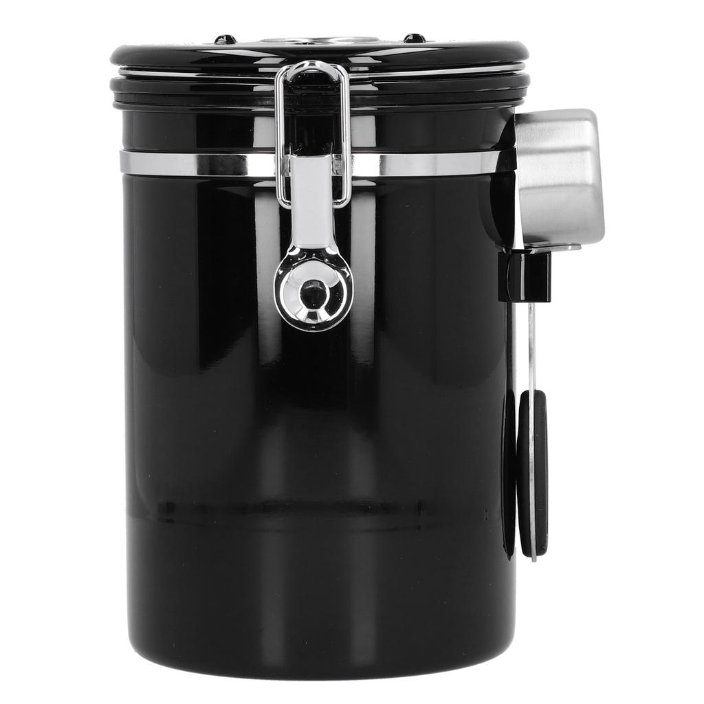 Coffee Beans Canister with Exhaust Valve Stainless Steel Storage Sealing Container with Spoon
