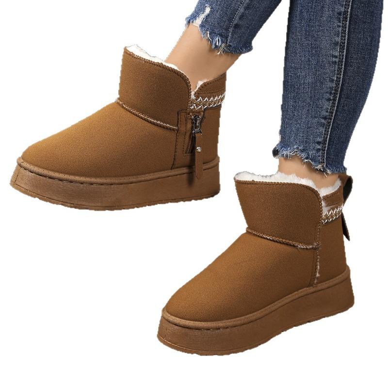 Damskie Szerokie Platformowe Buty Zimowe, Zimowe Botki z Pluszową Podszewką, Pogrubione Ciepłe Botki dla Kobiet