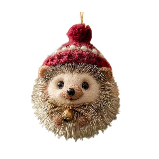 Winter Acrylic Cat Hanging Decoration Christmas Tree Knitted Hat Kitten Dog Rabbit Hedgehog Hanging Ornament Animal Pendant