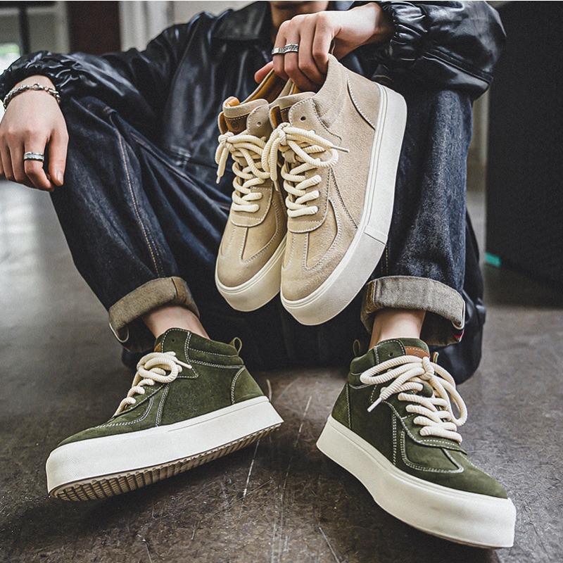 3077 tooling men's shoes autumn and winter retro British street high-top board shoes cowhide trend versatile casual shoes
