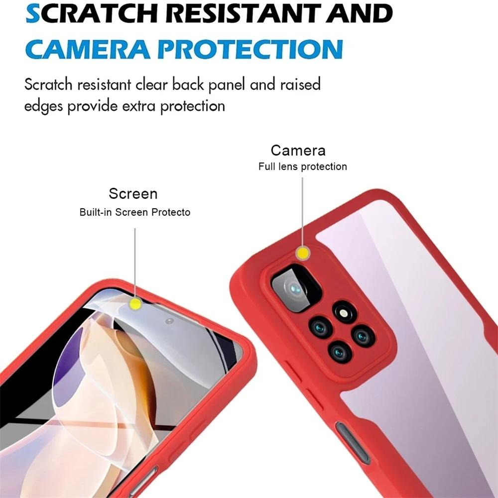 جرابات حماية كاملة 360 درجة أمامية وخلفية لهواتف Xiaomi Redmi Note 11 10s 11s 9 Pro 10C Mi 12 lite 12T 11T Poco X4 X3 Pro F3