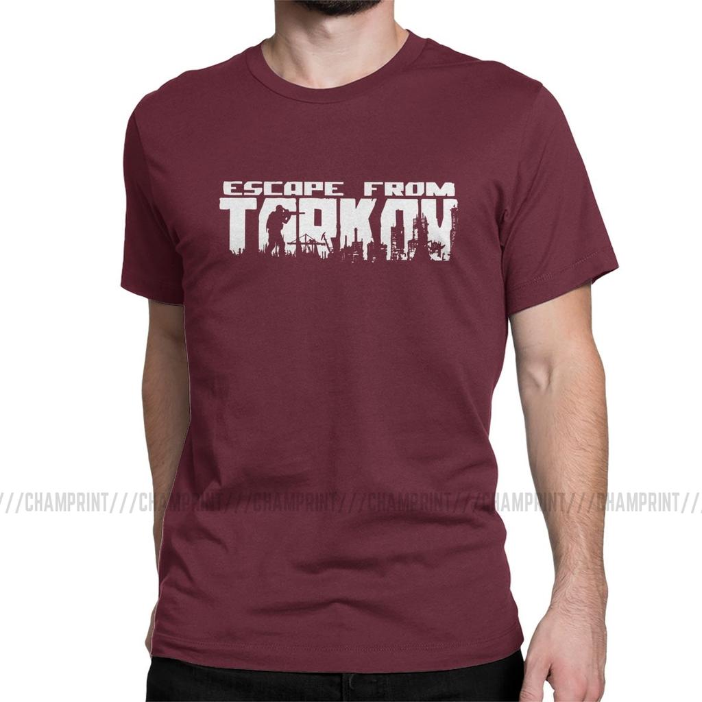 Escape From Tarkov Logo T Shirt for Men 100 Cotton Casual TShirt O Neck Survival Shooter Game Tees Short Sleeve Tops 5XL 6XL