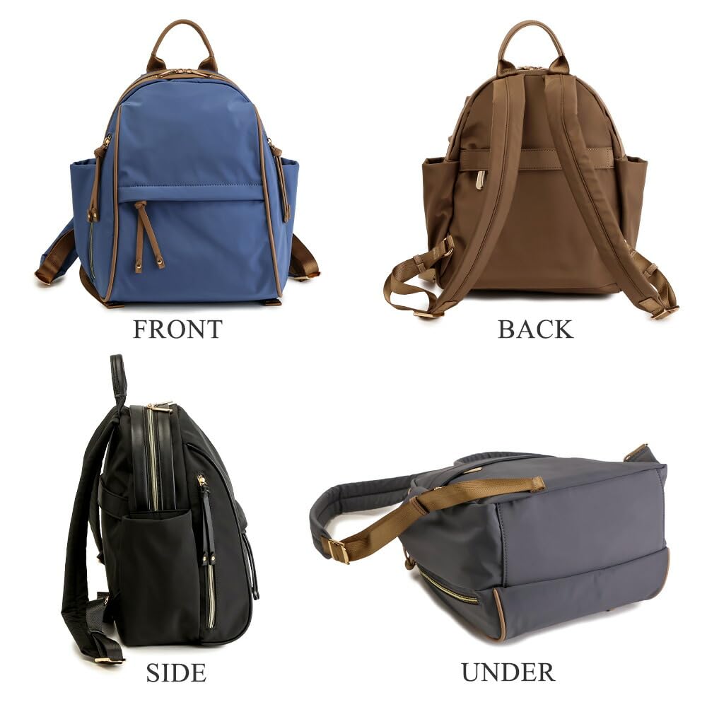 Pragma Women's Lightweight Nylon Backpack with Synthetic Leather Backpack for Men and Women, Casual Style (Black)