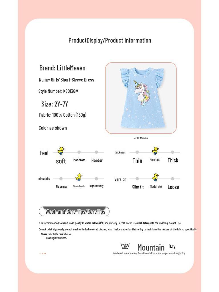 Little Maven Summer Cartoon Dress for Girls