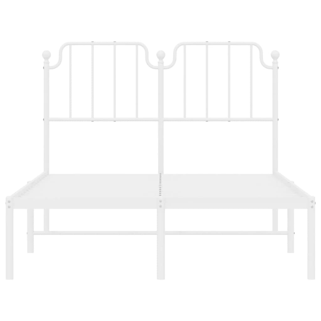 Metal Bed Frame with Headboard White 120x200 cm