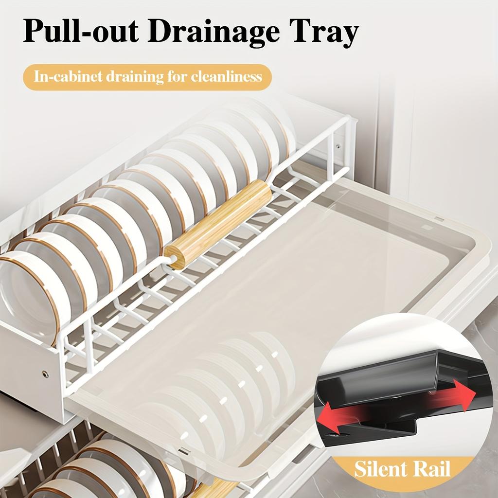 1pc Drawer Dish Rack, Pull Out Organiser, Slide Out Dish Organiser, Kitchenware, Cabinet Organiser, Home Organising and Storage Supplies