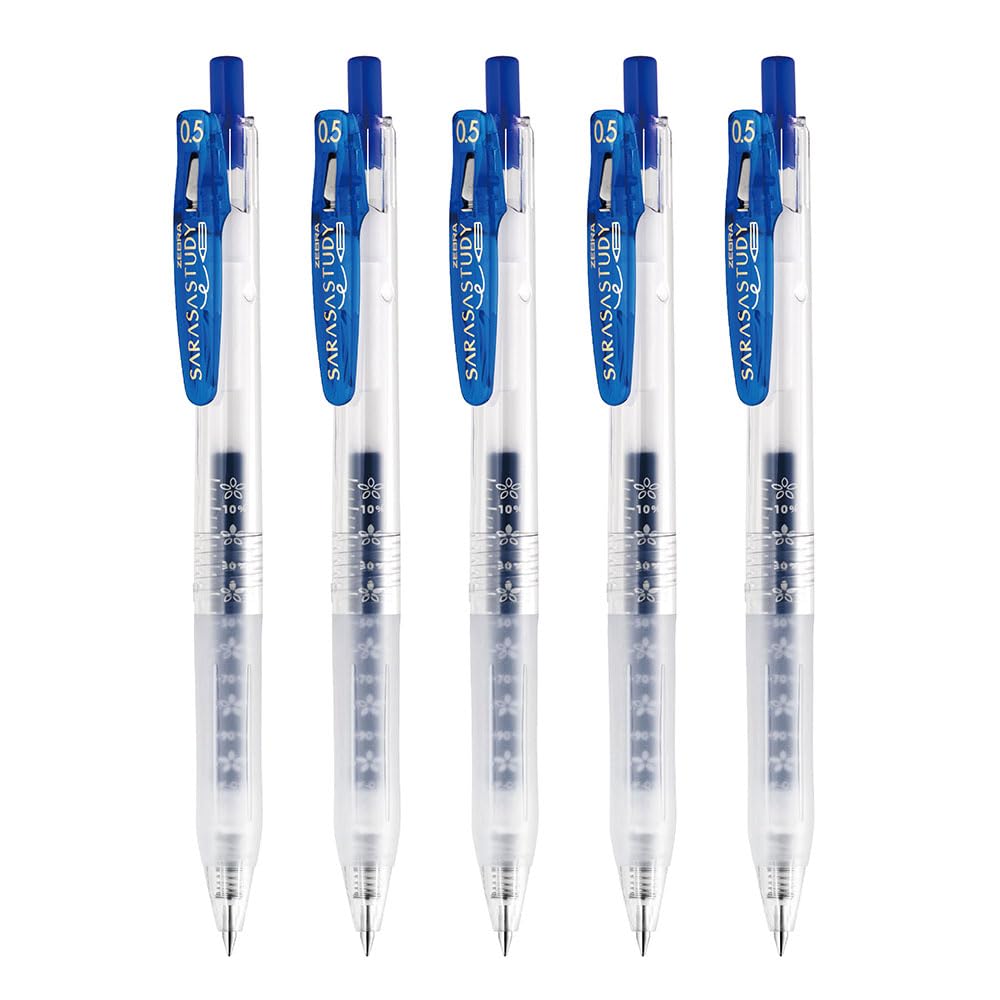 

Zebra Sarasa Study Gel Ballpoint Set of Pen, 0.5mm, Blue, 5, P-JJM88-BL5-AZ синій
