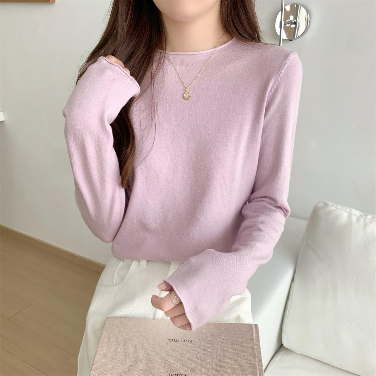 

Winter atmosphere Angola red temperament sweater knitted sweater women slightly fat and thin fashion curled round neck XL світло-фіолетового кольору