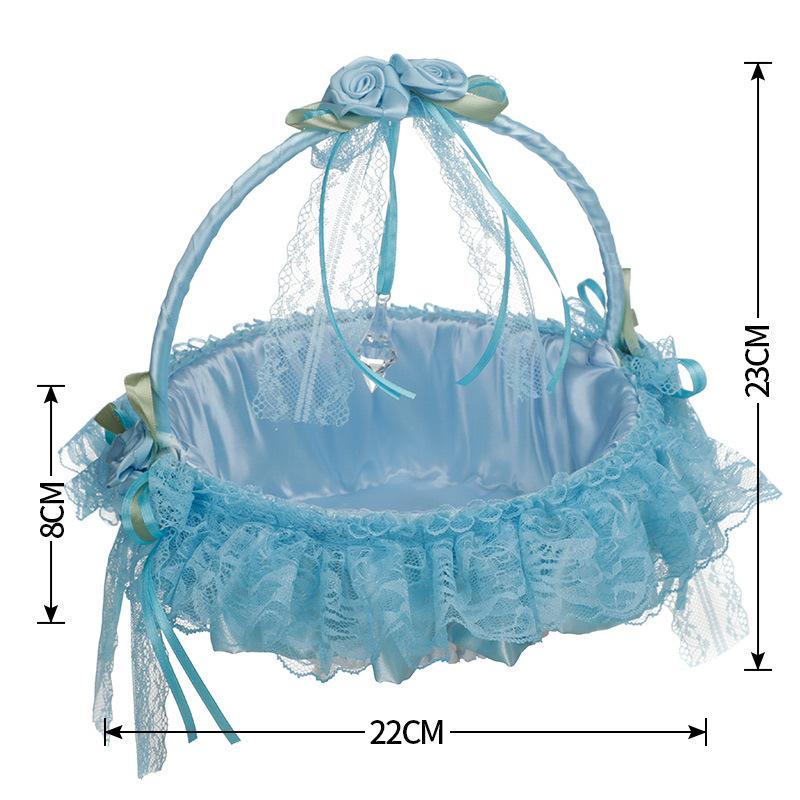 Wedding Flower Basket Handbasket Romantic Fairy Lace Flower Baskets for Banquet Celebrations Engagement Ceremony Wedding Parties