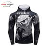 Mens Slim Fit Hooded Gym Workout Top Digital Print Long Sleeve Athletic Shirt Fitness Running Training