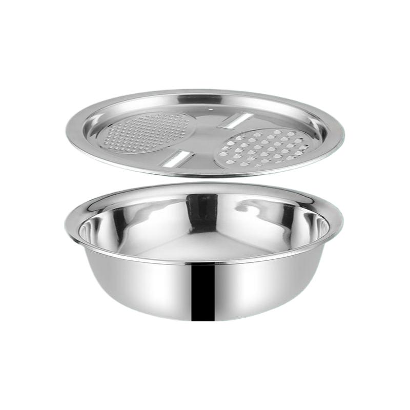 Grater Basin for Fruits Vegetables Kitchen Tool Slicing Cutting Fruits Vegetables 5-in-1 Stainless Steel Basin Multifunctional Vegetable Cutter
