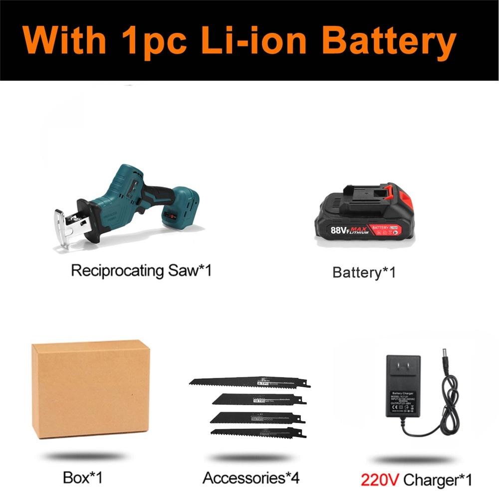Cordless Brushless Electric Reciprocating Saw Variable Speed Metal Wood Cutting Power Tool with Tool Case