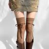 Spring And Autumn Maillard Straps Ultra-Thin Hollow Rhombus Mesh Socks Women'S Knee Socks Lace Spice Girls Stockings Pile Stockings