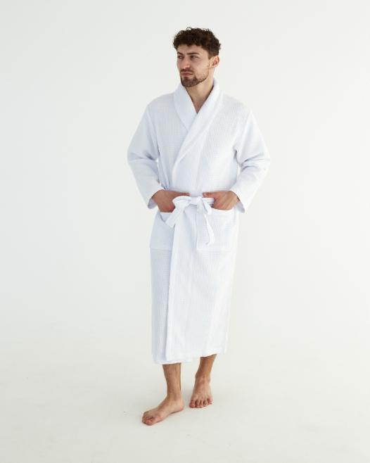 Women'S Bathrobe, Waffle Pattern, Long, Pockets, 100% Cotton, Quick-Drying, 3Xl