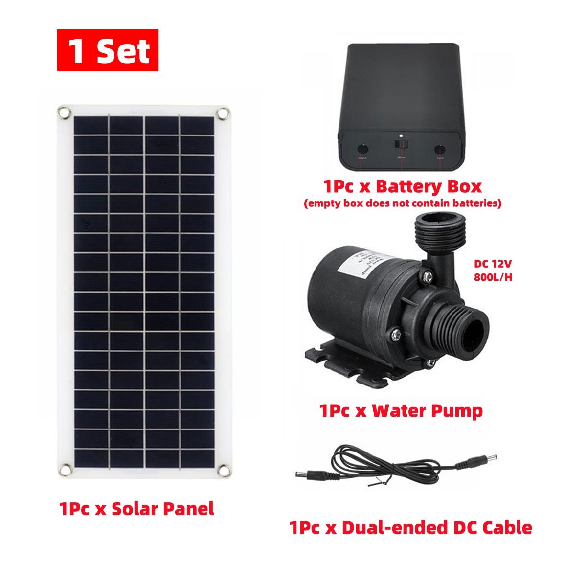

500W Solar Panel 800L/H Water Pump With Battery Box DC Cable Kit Ultra-quiet Garden Fountain Aquarium Fish Tank Water Pump 1 Set 500 W