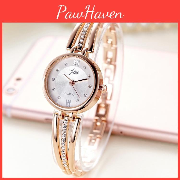 Band Rhinestone Womens Genuine Steel Round Watch Korean Style Student Fashion