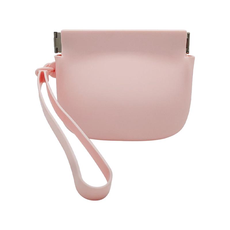 

Silicone Snap Coin Purse: Portable Lipstick, Key, Earphone, and Mini Storage Bag with Automatic Closure рожевий
