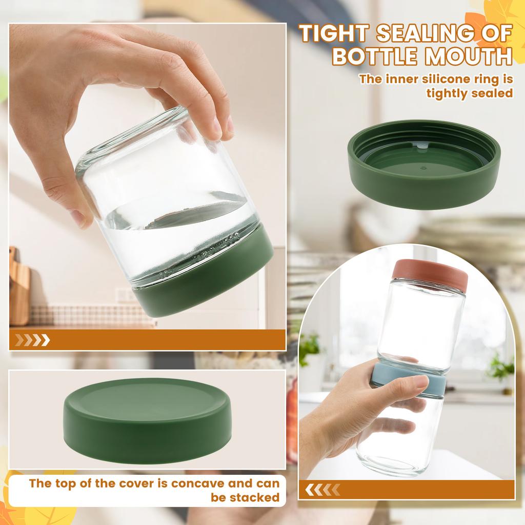 4Pcs 500ml Clear Glass Jars with Airtight Lids Oats Containers Stackable Wide Mouth Oatmeal Containers for Yogurt Pudding Jam