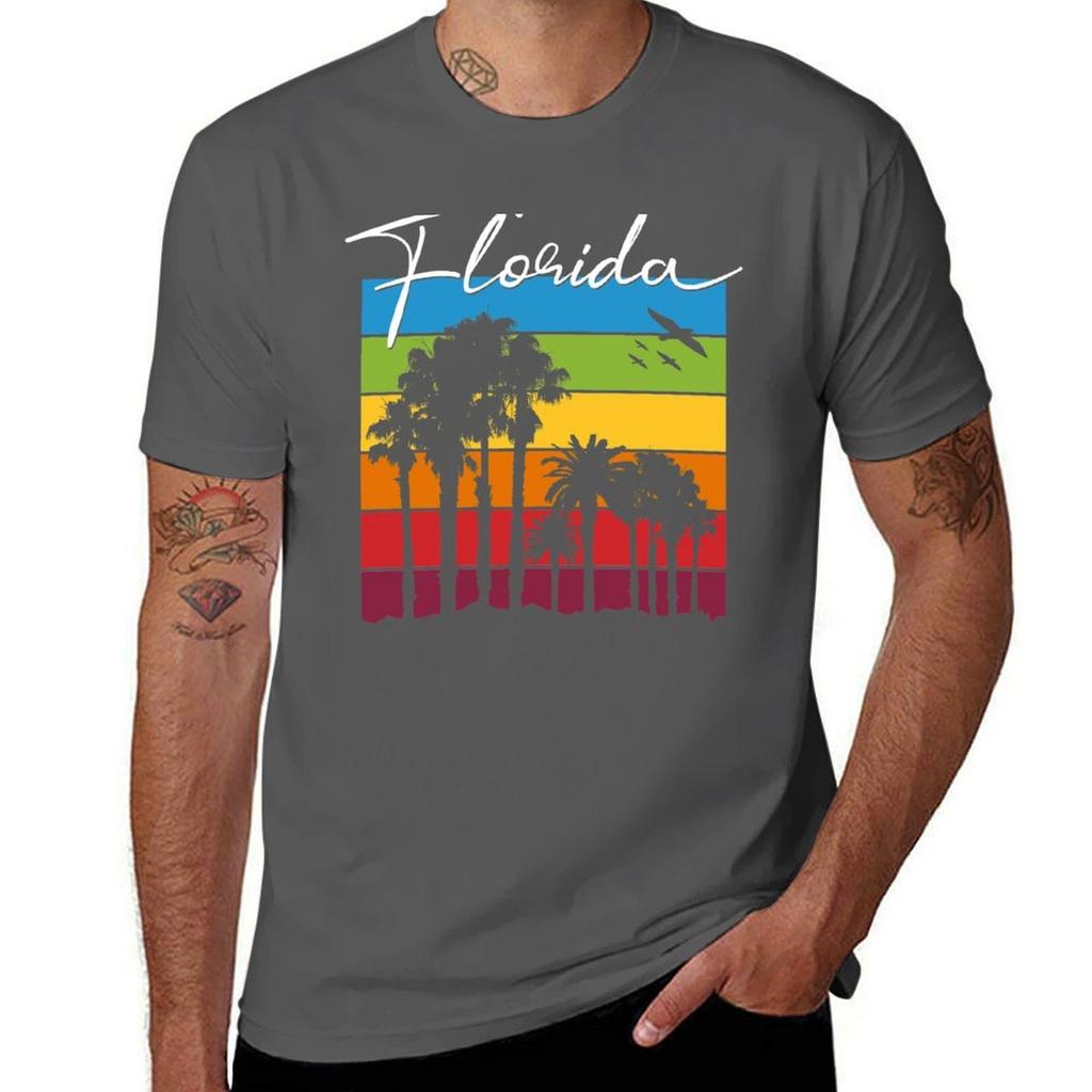 Florida Tropical Palm Trees Vacation Souvenir T-Shirt man t shirts cotton T-Shirt