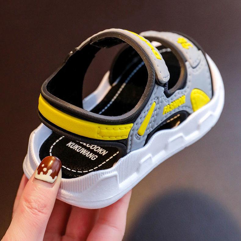 WTEMPO Sandale de vară pentru copii, fete, talpă moale, sandale plate pentru exterior, băieți, dimensiuni mari, antiderapante, ocazionale, ușoare