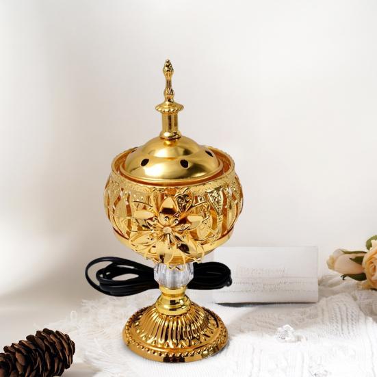 Yousheng Electric Incense Burner Metal Arabian Style Incense Cone Holder Middle Eastern Decorative Censer for Home Office Spa Yoga Church