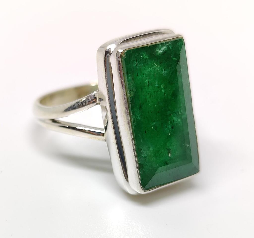 Statement Ring, Emerald Ring for Women, 925 Solid Sterling Silver, Handmade Jewelry, Green Stone Ring, Birthstone Ring
