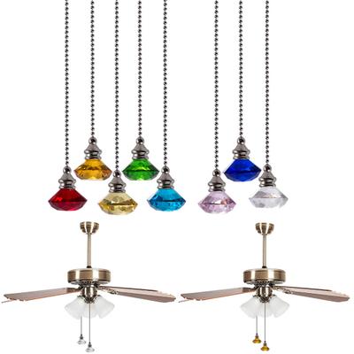Nordic Diamond Shape Retro Crystal Hanging Fan Lamp Switch Pendant Home Decor