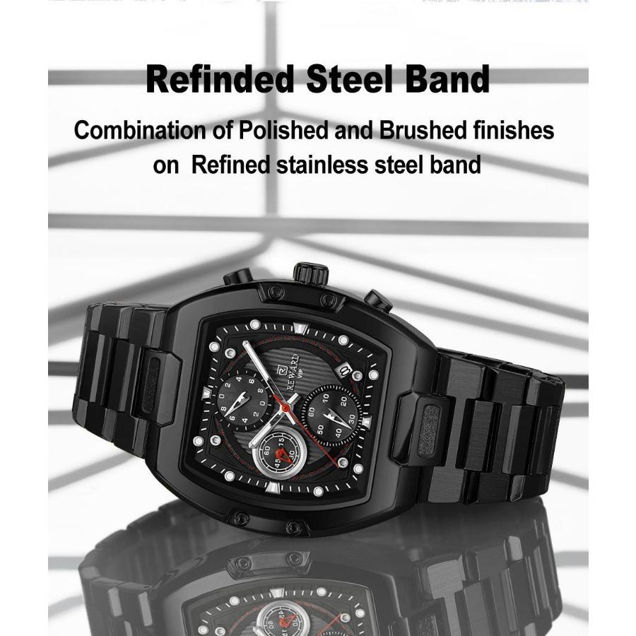 New Design Tonneau Watch Men Luminous Waterproof Date Stainless Steel Chronograph Quartz Watches for Men Relogio Masculino