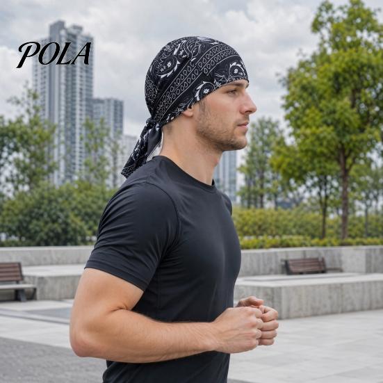 Pirate Hat, Adjustable Streamer Design Hip-hop Cap, Cashew Print Street Style Hat, Breathable Elastic Fabric Hip-Hop Outdoor Sports Hat