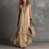 Yousheng Sommer Rüschen Stufen Schwingkleid für Damen, Boho Strand Fließendes Maxikleid, Ärmellos A-Linie Locker Lang
