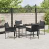 VidaXL Ensemble de salle à manger de jardin 5 pièces avec coussins noirs en poly rattan 3379102